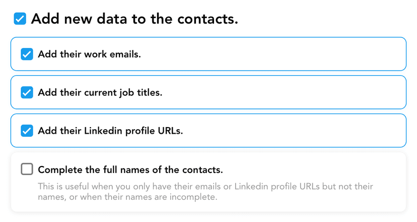 Contact enrichments panel